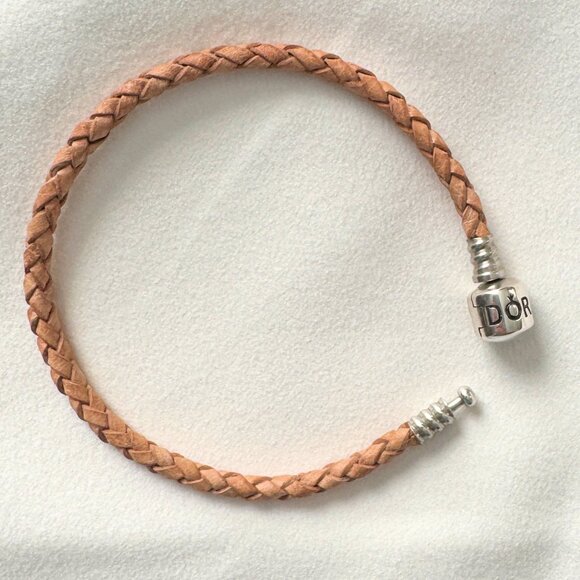 9.1" Pandora Light Brown Leather Bracelet ONLY 2 in Stock - Picture 4 of 5